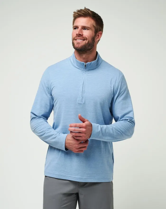 Men Hoodies and Sweatshirts TravisMathew THE HEATER QUARTER ZIP Heather Blue