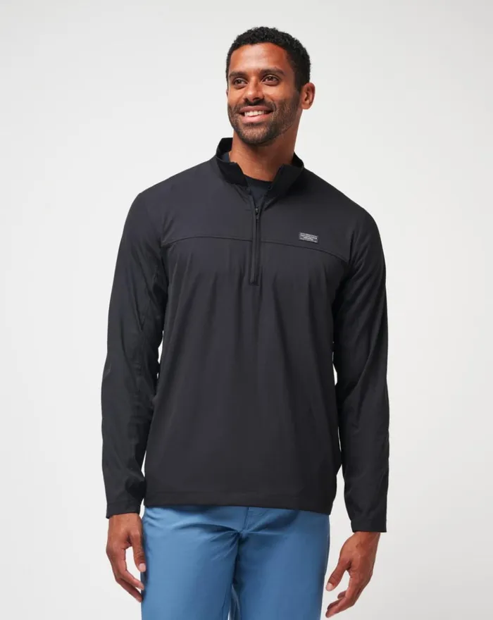 Men Hoodies and Sweatshirts TravisMathew WANDERLUST QUARTER ZIP Black