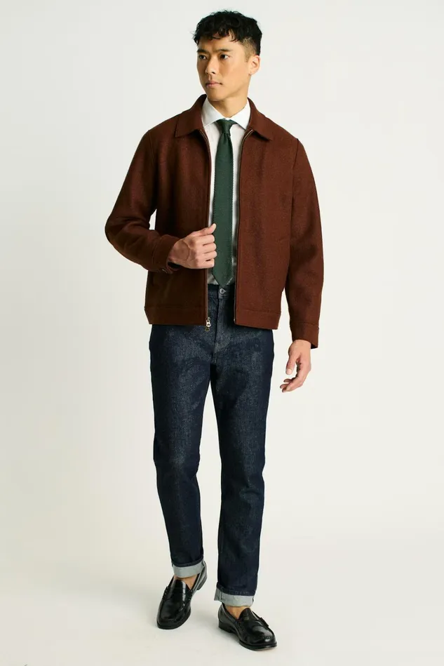 Men Jackets and Coats Bonobos Italian Brushed Wool Deck Jacket Brown Rust