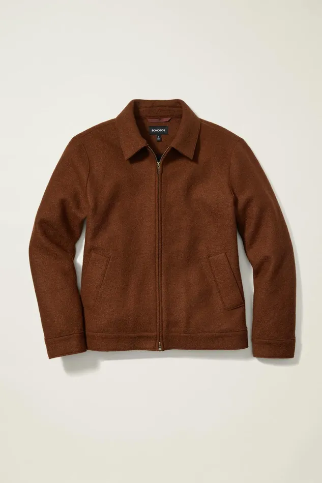 Men Jackets and Coats Bonobos Italian Brushed Wool Deck Jacket Brown Rust