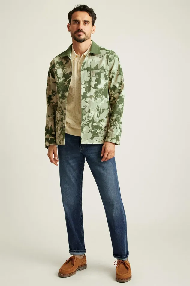 Men Jackets and Coats Bonobos The Botanical Chore Jacket Neutral Green Leaves