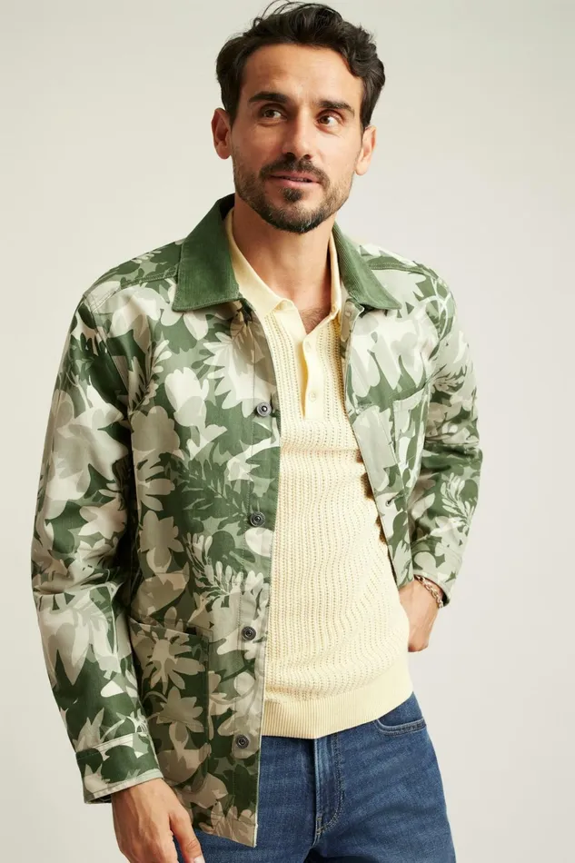 Men Jackets and Coats Bonobos The Botanical Chore Jacket Neutral Green Leaves