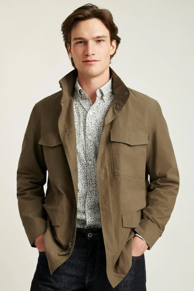Men Jackets and Coats Bonobos The Tech Utility Jacket Mushroom Brown