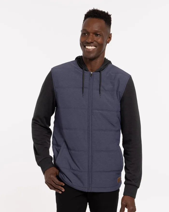 Men Jackets TravisMathew SCAVENGER FULL ZIP HOODIE Heather Blue Nights