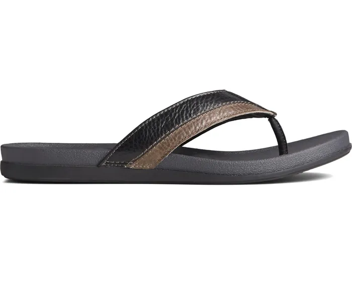 Men PLUSHWAVE Dock Flip Flop Black Sperry Sandals