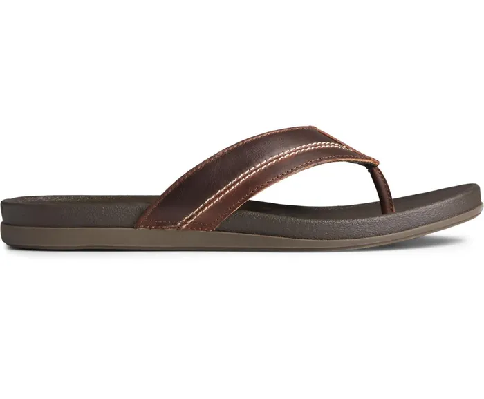 Men PLUSHWAVE Dock Flip Flop Brown Sperry Sandals