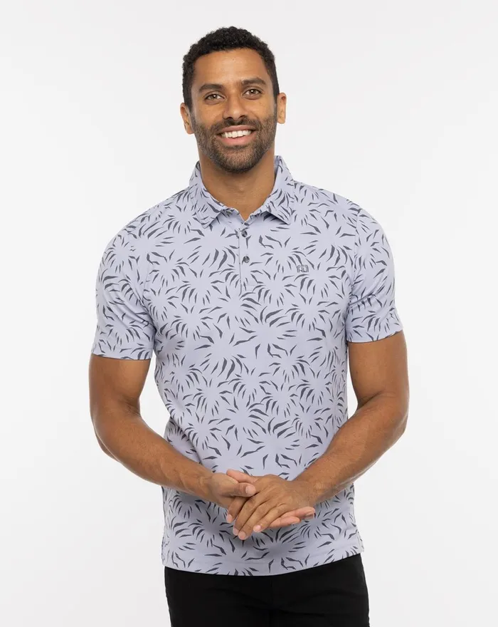 Men Polos TravisMathew DOWNHILL POLO Heather Silver Bullet