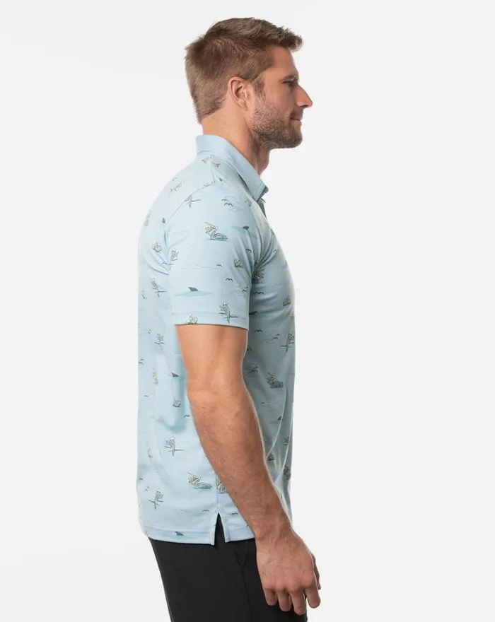 Men Polos TravisMathew GOING ROGUE POLO Heather Delphinium