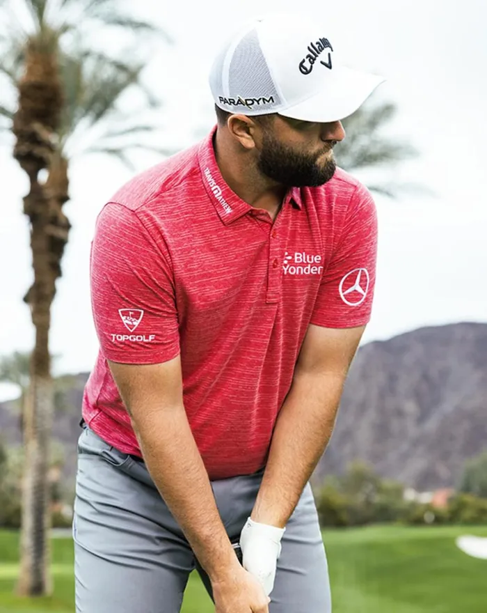 Men Polos TravisMathew HEATER TOUR LOGO POLO Heather Scooter