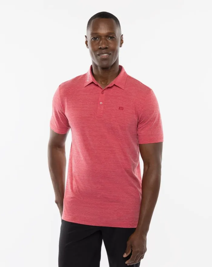 Men Polos TravisMathew HEATER TOUR LOGO POLO Heather Scooter