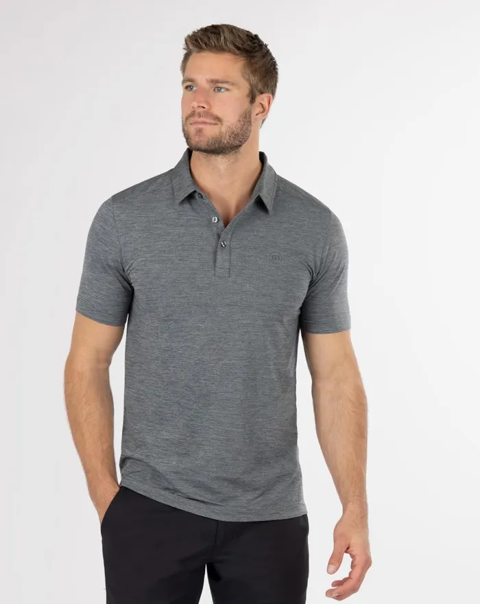 Men Polos TravisMathew HEATING UP GOLF POLO Heather Grey