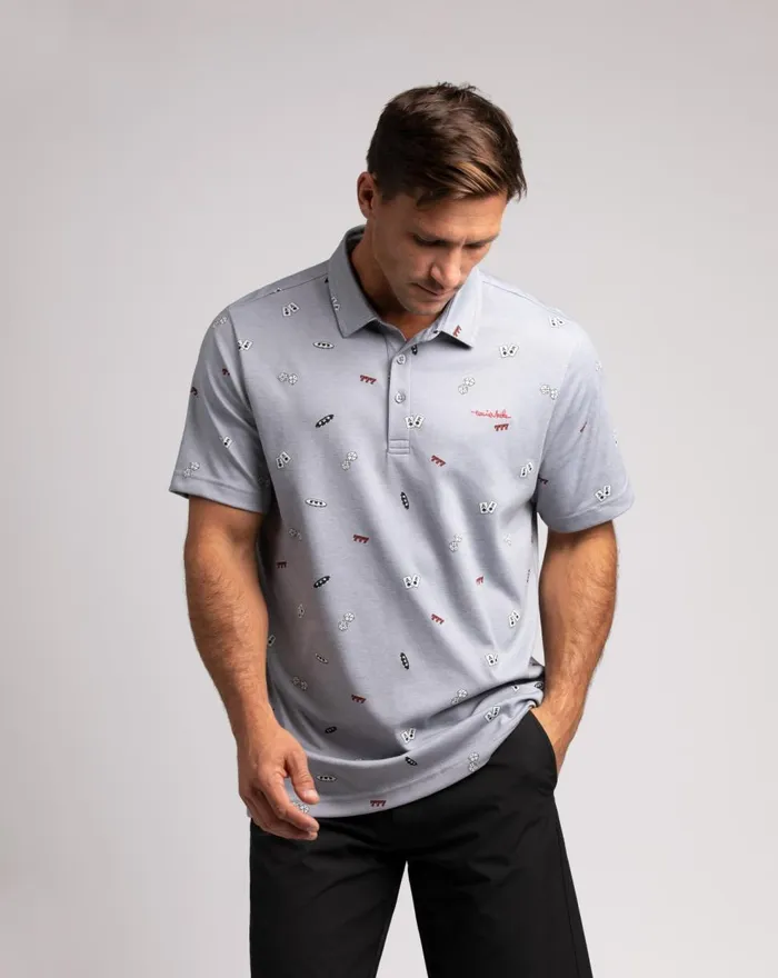 Men Polos TravisMathew HEDGE YOUR BETS POLO Heather Quiet Shade