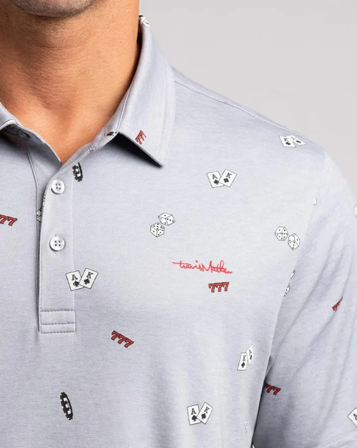 Men Polos TravisMathew HEDGE YOUR BETS POLO Heather Quiet Shade