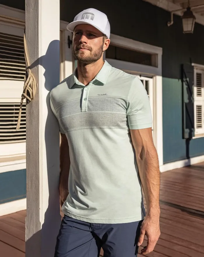 Men Polos TravisMathew INFINITE WISHES POLO Heather Neptune Green