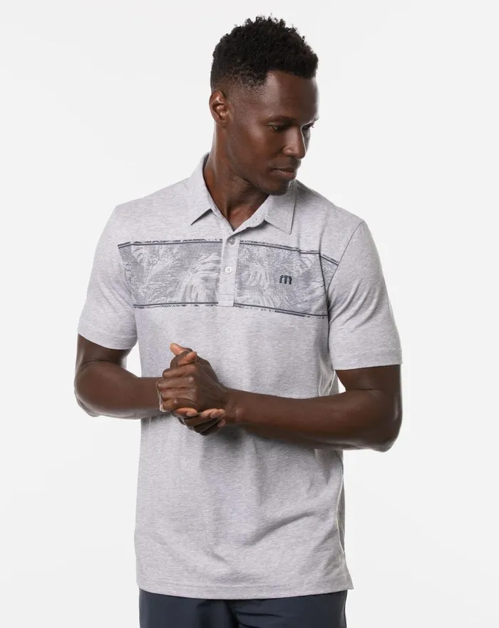 Men Polos TravisMathew MAKE CAMP POLO Heather Light Grey
