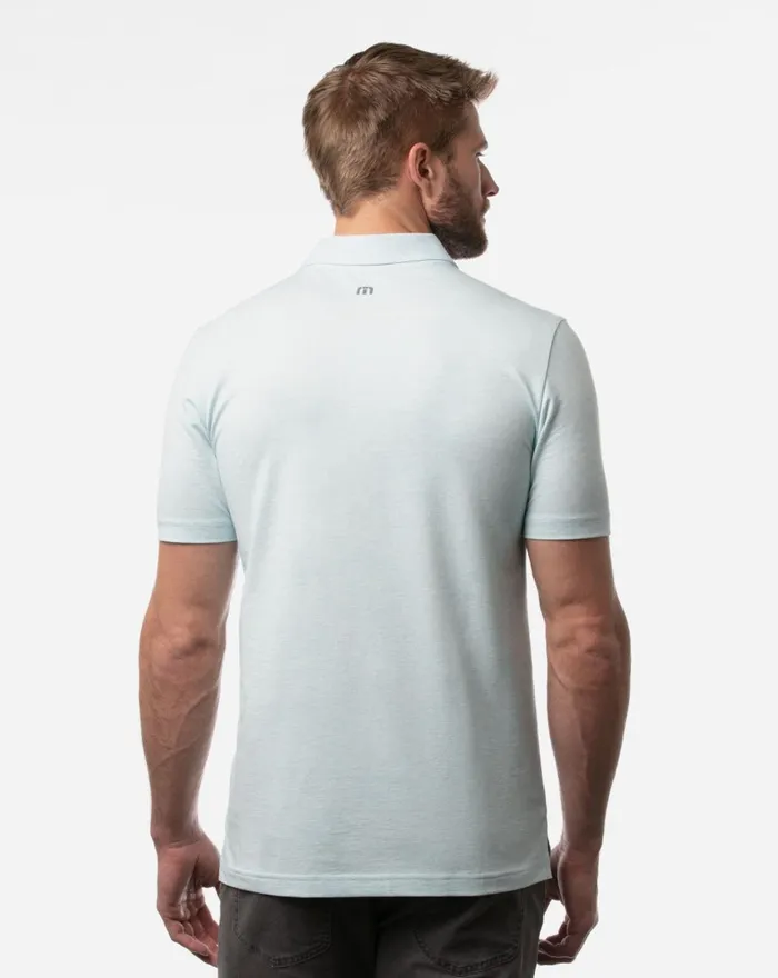 Men Polos TravisMathew MAN THE GRILL POLO Heather Airy Blue