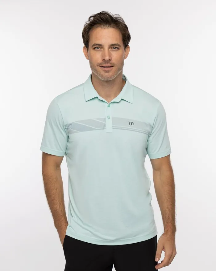 Men Polos TravisMathew MATTER OF OPINION POLO Heather Turquoise