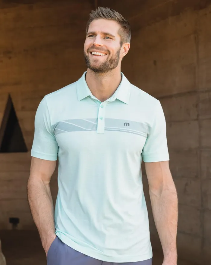 Men Polos TravisMathew MATTER OF OPINION POLO Heather Turquoise