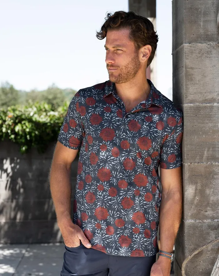 Men Polos TravisMathew SCENIC PASS POLO Total Eclipse