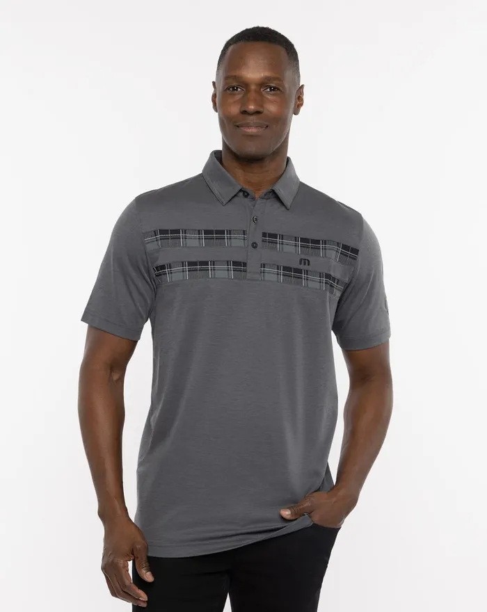 Men Polos TravisMathew ST ANDREWS SANDY GREY POLO Heather Dark Grey