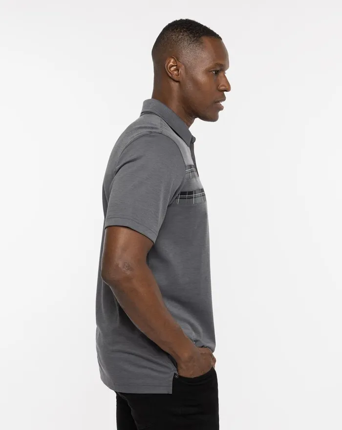 Men Polos TravisMathew ST ANDREWS SANDY GREY POLO Heather Dark Grey