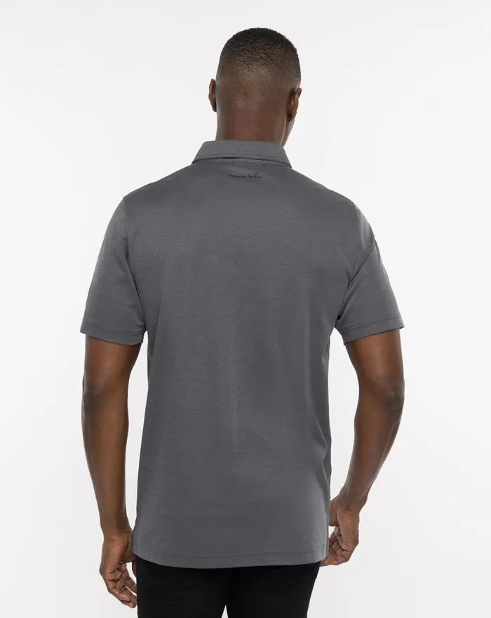 Men Polos TravisMathew ST ANDREWS SANDY GREY POLO Heather Dark Grey