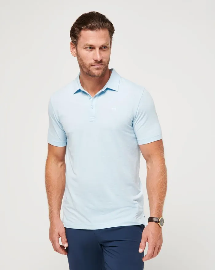 Men Polos TravisMathew THE HEATER POLO Heather Dream Blue