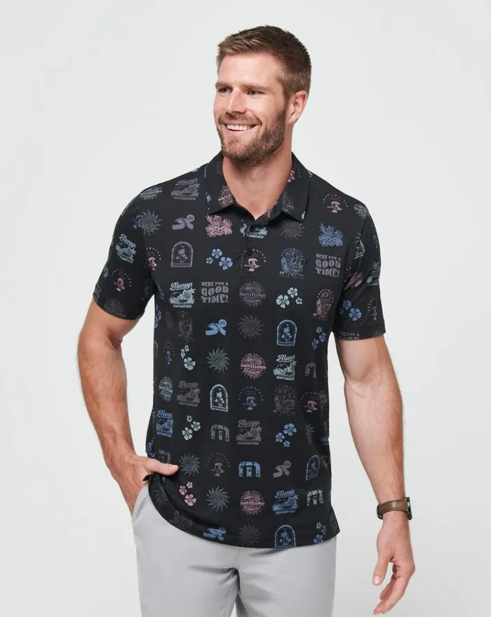 Men Polos TravisMathew TOURIST SEASON POLO Black