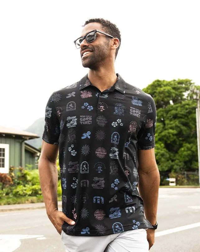 Men Polos TravisMathew TOURIST SEASON POLO Black