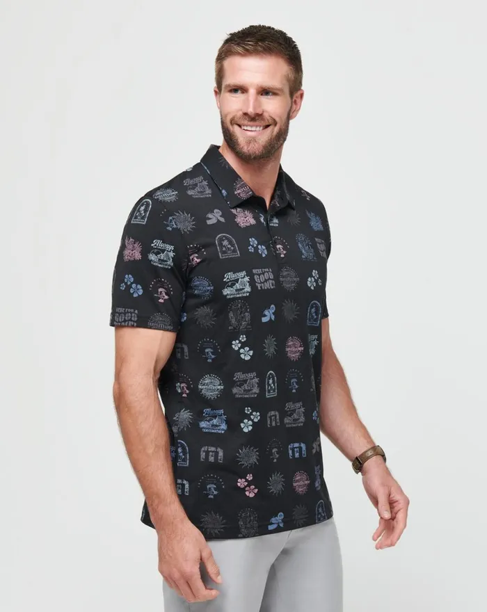 Men Polos TravisMathew TOURIST SEASON POLO Black