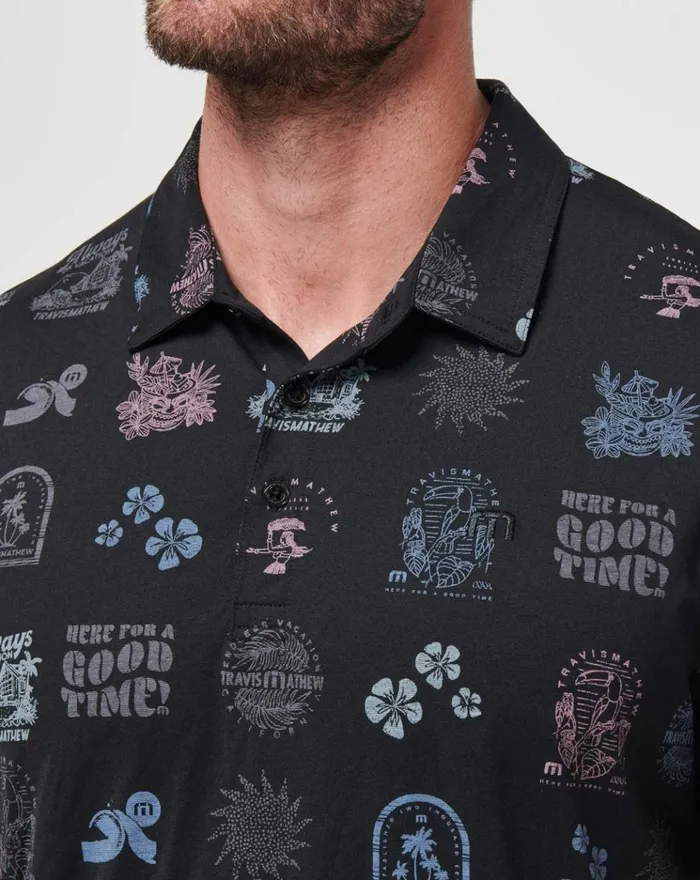 Men Polos TravisMathew TOURIST SEASON POLO Black