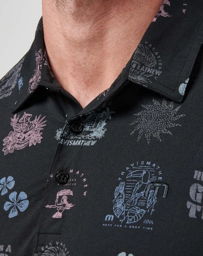Men Polos TravisMathew TOURIST SEASON POLO Black