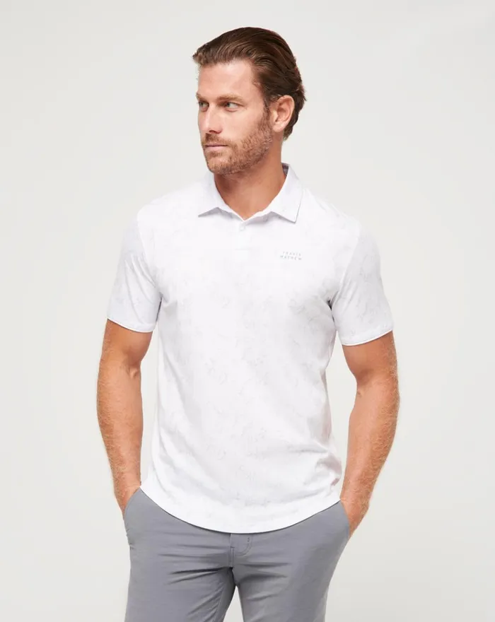 Men Polos TravisMathew WARMER TIDES SCOOP POLO White