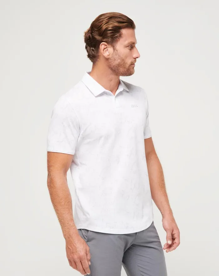 Men Polos TravisMathew WARMER TIDES SCOOP POLO White