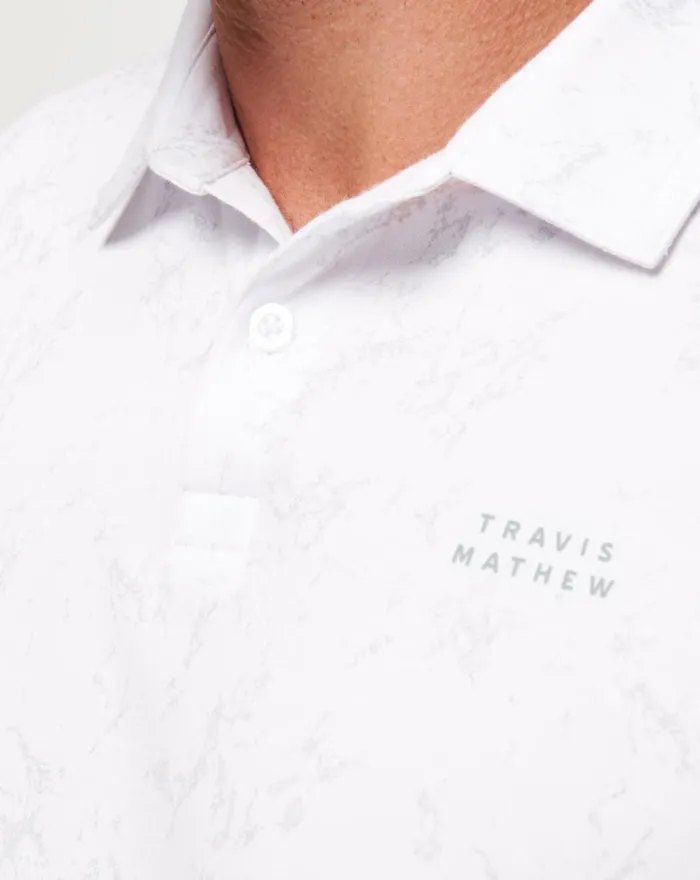 Men Polos TravisMathew WARMER TIDES SCOOP POLO White