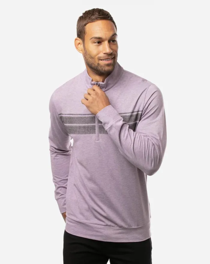 Men Quarter Zips TravisMathew FLEECED QUARTER ZIP Heather Arctic Dusk