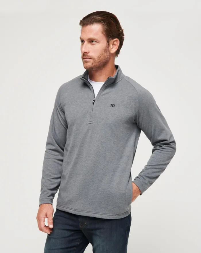 Men Quarter Zips TravisMathew UPGRADED QUARTER ZIP Dark Grey