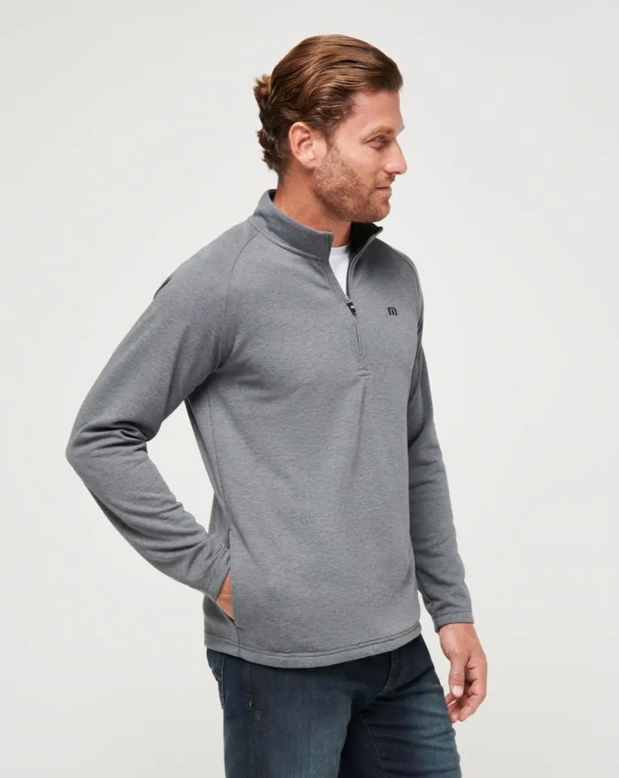 Men Quarter Zips TravisMathew UPGRADED QUARTER ZIP Dark Grey