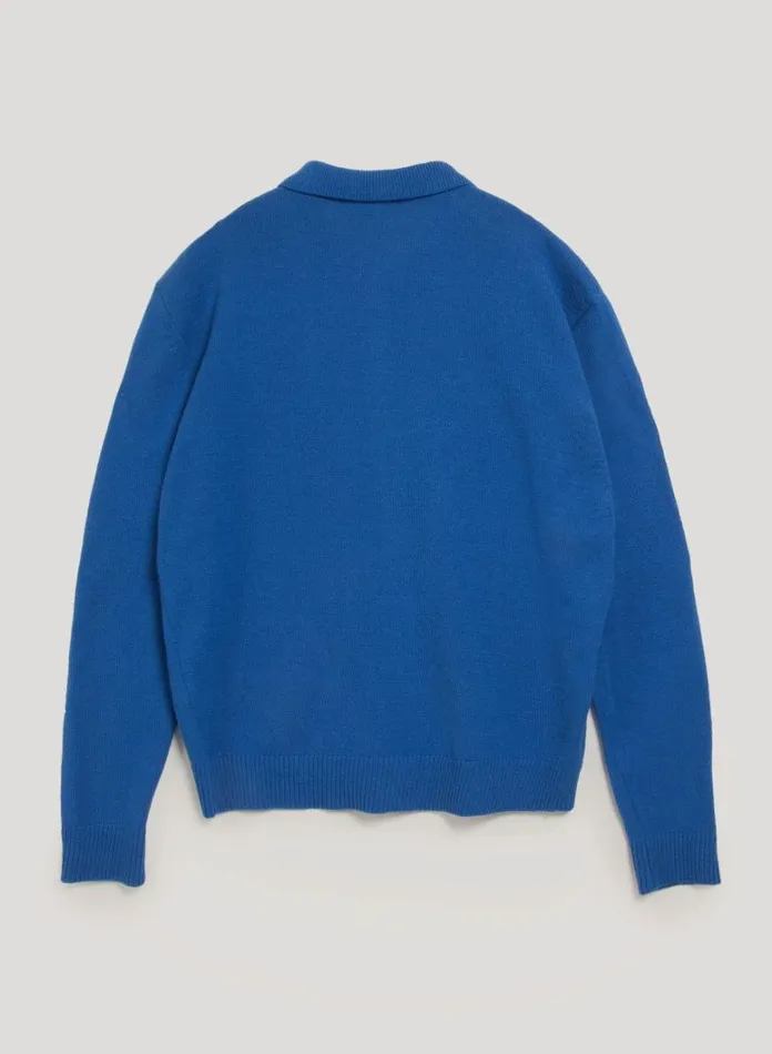 Mens Knitwear YMC Rat Pack Cardigan Blue