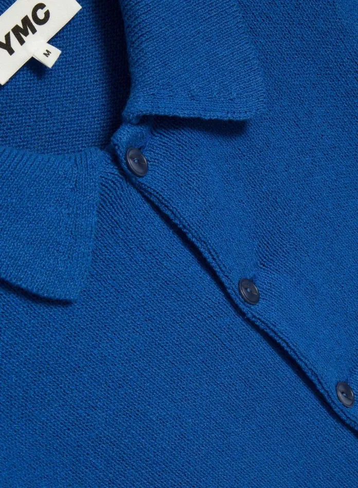 Mens Knitwear YMC Rat Pack Cardigan Blue