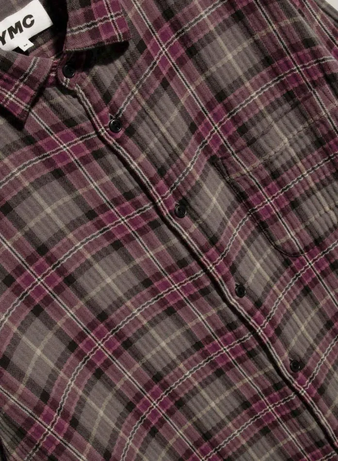 Mens Shirts YMC Curtis Check Shirt Burgundy Multi