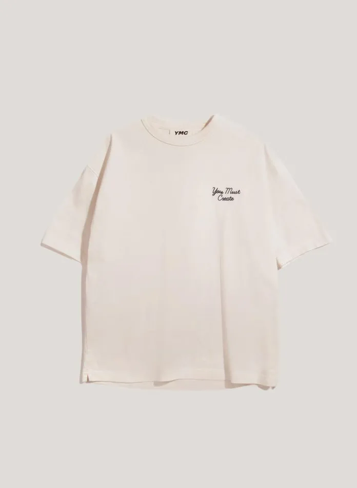 Mens TShirts YMC Triple Embroidered TShirt Ecru