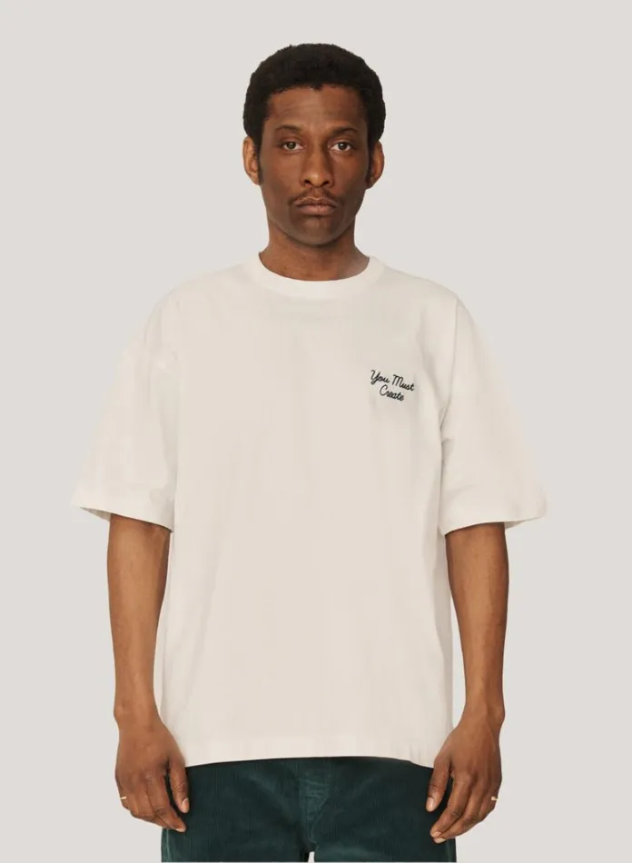 Mens TShirts YMC Triple Embroidered TShirt Ecru