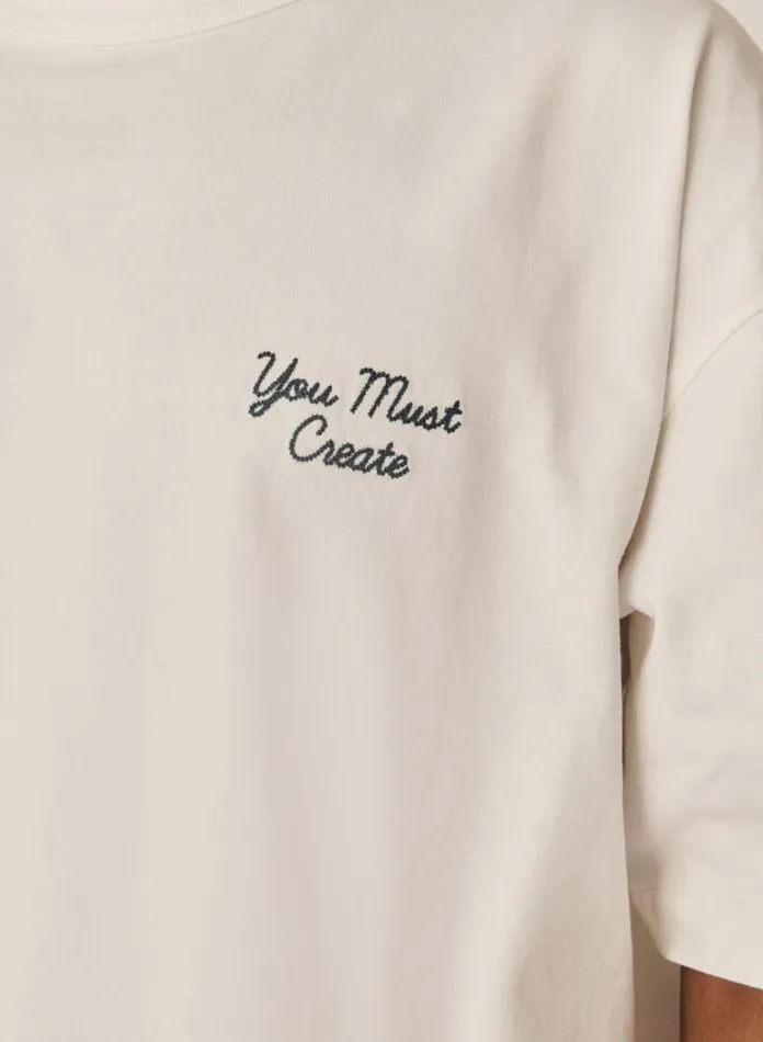 Mens TShirts YMC Triple Embroidered TShirt Ecru