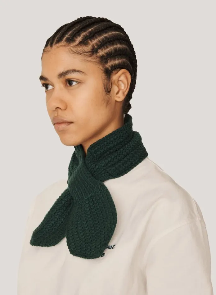 MensWomens Scarves YMC Wool Slot Scarf Green