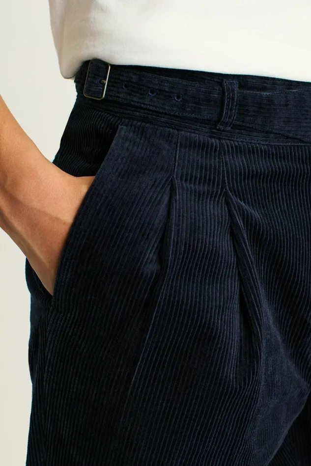 Men Seasonal Pants Bonobos Italian Gurkha Trouser Navy Blue Corduroy