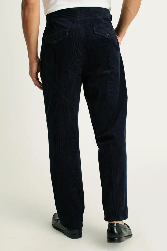 Men Seasonal Pants Bonobos Italian Gurkha Trouser Navy Blue Corduroy