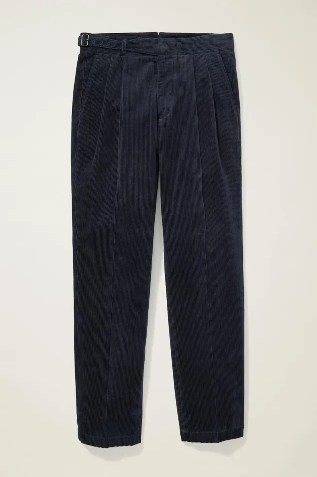 Men Seasonal Pants Bonobos Italian Gurkha Trouser Navy Blue Corduroy