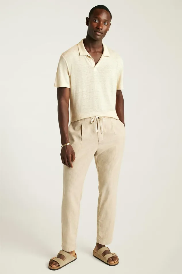 Men Seasonal Pants Bonobos Linen Blend Boardwalk Pant Taupe Stripe