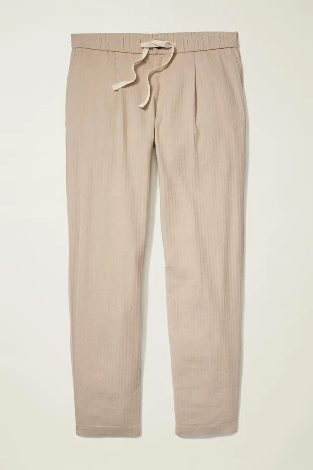 Men Seasonal Pants Bonobos Linen Blend Boardwalk Pant Taupe Stripe